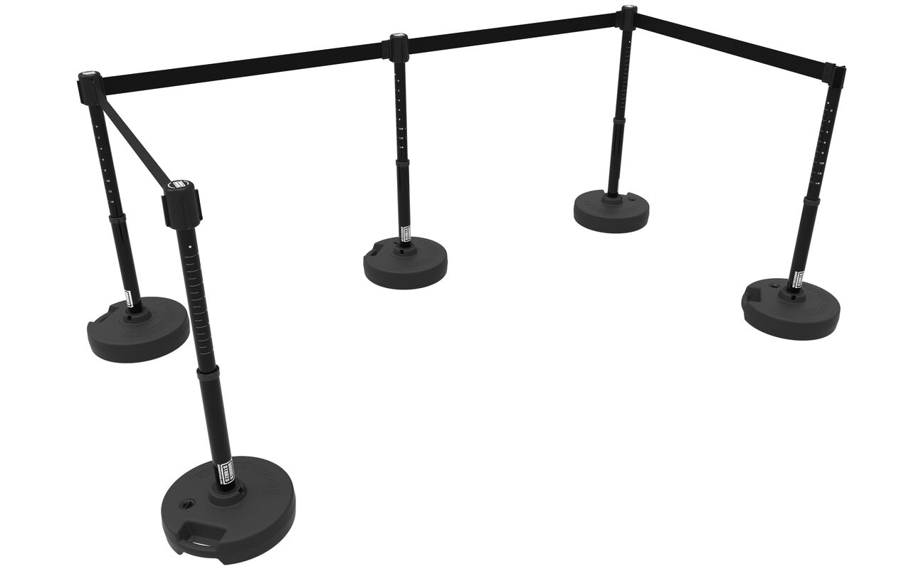 Banner Stakes Plus Barrier Set X5 With Black Blank Banner